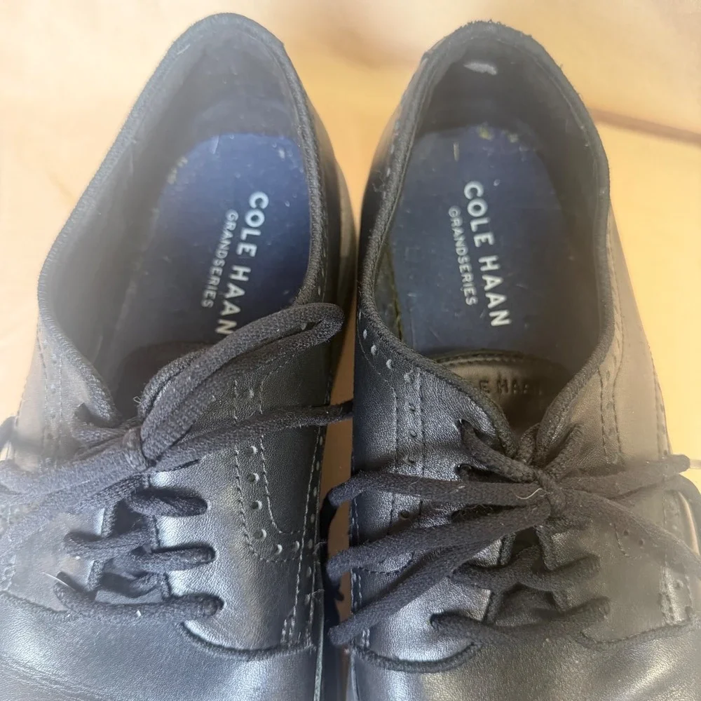 Cole Haan Mens GrandSeries Black Leather Wingtip Oxford Shoes C34601 Size 13 M